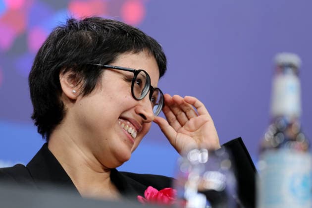 February 12, 2026, Berlin, Germany: Shahrbanoo Sadat, director and leading actress of No Good Men, speaks during the press conference for No Good Men (Berlinale Special Gala) at the 76th Berlin International Film Festival (Berlinale) in Berlin. The festival runs from Feb. 12 to 22, 2026. Berlin Germany  - ZUMAf146 20260212_zip_f146_025 Copyright: xRouzbehxFouladix
