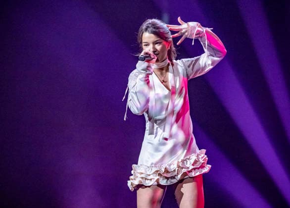 KRISTIANSTAD 2026 02 12 Eva Jumatate performs the entry Selfish at the rehearsals in Kristianstad Arena on Thursday for round 3 of Melodifestivalen 2026 KRISTIANSTAD SWEDEN x50090x  Copyright: xJohanxNilssonx xTTx MELODIFESTIVALEN 2026 KRISTIANSTAD kMqRxO-MgVc