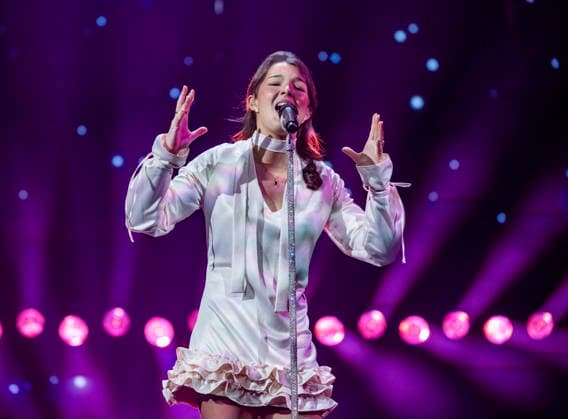 KRISTIANSTAD 2026 02 12 Eva Jumatate performs the entry Selfish at the rehearsals in Kristianstad Arena on Thursday for round 3 of Melodifestivalen 2026 KRISTIANSTAD SWEDEN x50090x  Copyright: xJohanxNilssonx xTTx MELODIFESTIVALEN 2026 KRISTIANSTAD 9DKM-AHZA2E