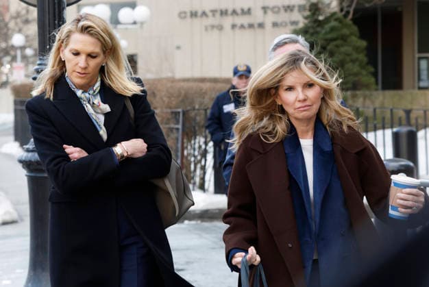 Jonesworks Publicist Stephanie Jones arrives at U.S. District Court in Manhattan with attorney Sigrid McCawley regarding her case against Justin Baldoni who sued Jones back in March 2025. on Thursday, February 12, 2026 in New York City. Justin Baldoni and Jennifer Abel have filed a lawsuit against publicist Stephanie Jones as part of the ongoing legal battle between the It Ends With Us director and cast member Blake Lively.  NYP20260212108 JOHNxANGELILLO