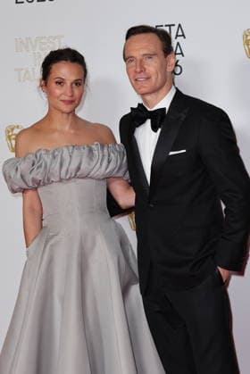 . 12 02 2026. London, United Kingdom. Alicia Vikander and Michael Fassbender arriving at the BAFTA Gala in London.  xStephenxLockx xi-Imagesx IIM-26567-0024