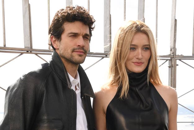 NEW YORK, NY- FEBRUARY 12: Paul Anthony Kelly and Sarah Pidgeon at the Empire State Building to Celebrate the Premiere of FX s Love Story: John F. Kennedy & Carolyn Bessette on FX and Hulu on February 12, 2026 in New York City. Copyright: xmpi099x