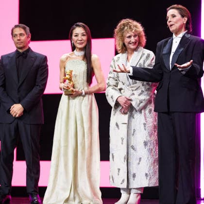 Opening Ceremony , Berlinale Palast , Berlin, Germany Sean Baker, Michelle Yeoh and Festival director Tricia Tuttle on stage during the Opening Ceremony for the Berlinale (Berlin Film Festival) at Berlinale Palast , Berlin, , Germany on 12 February 2026., Credit:Julie Edwards Avalon  Copyright: xJuliexEdwardsx xAvalonx 1074485797