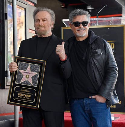 Italian actor Franco Nero (L) is joined by Paolo Genovese during an unveiling ceremony honoring him with the 2,835th star on the Hollywood Walk of Fame in Los Angeles on Thursday, February 12, 2026.  LAP2026021213 JIMxRUYMEN