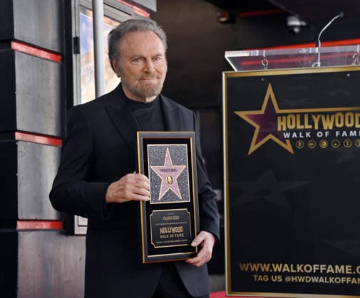 Italian actor Franco Nero holds a replica plaque during an unveiling ceremony honoring him with the 2,835th star on the Hollywood Walk of Fame in Los Angeles on Thursday, February 12, 2026.  LAP2026021207 JIMxRUYMEN