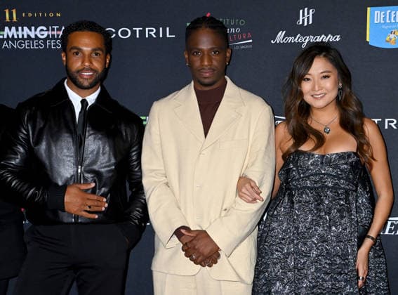 Filming Italy Los Angeles Festival 2026 Lucien Laviscount, Samuel Arnold and Ashley Park arriving to Filming Italy Los Angeles Festival 2026 held at the Directors Guild Theatre on February 12, 2026 in Los Angeles, Ca. Los Angeles Directors Guild Theatre California USA Copyright: xTammiexArroyox xAFF-USA.comx