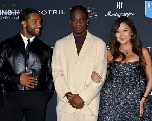 Filming Italy Los Angeles Festival 2026 Lucien Laviscount, Samuel Arnold and Ashley Park arriving to Filming Italy Los Angeles Festival 2026 held at the Directors Guild Theatre on February 12, 2026 in Los Angeles, Ca. Los Angeles Directors Guild Theatre California USA Copyright: xTammiexArroyox xAFF-USA.comx