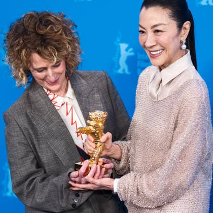 Photocall for Honorary Golden Bear , Grand Hyatt Berlin, Berlin, Germany Festival director Tricia Tuttle with Michelle Yeoh seen at the Photocall for Honorary Golden Bear during Berlinale (Berlin Film Festival) at Grand Hyatt Berlin, Berlin, , Germany on 13 February 2026., Credit:Julie Edwards Avalon  Copyright: xJuliexEdwardsx xAvalonx 1074597285