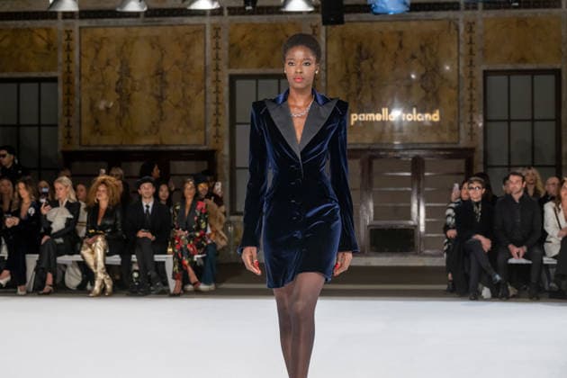 Pamella Roland fashion show during the New York Fashion Week in New York, USA - 12 Feb 2026 A model walks the runway for the Pamella Roland fashion show during the New York Fashion Week at the New York Public Library. New York United States Copyright: xRonxAdarx xSOPAxImagesx _radar_roland_20260212_00280