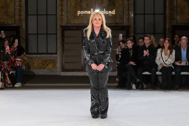 February 12, 2026, New York, United States: Designer Pamella Roland walks the runway finale for the Pamella Roland fashion show during the New York Fashion Week at the New York Public Library. New York United States - ZUMAs197 20260212_aaa_s197_604 Copyright: xRonxAdarx