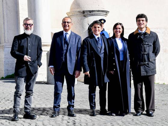 Rome, the delegation of the 76th Sanremo Festival arrives at the Quirinale to meet the President of the Republic. In the photo: Marco Masini, Carlo Conti, Sal Da Vinci, Serena Brancale, Leo Gassman  Copyright: xVincenzoxLandix xipa-agency.netx xVincenzoxLandix IPA_Agency_IPA71425734