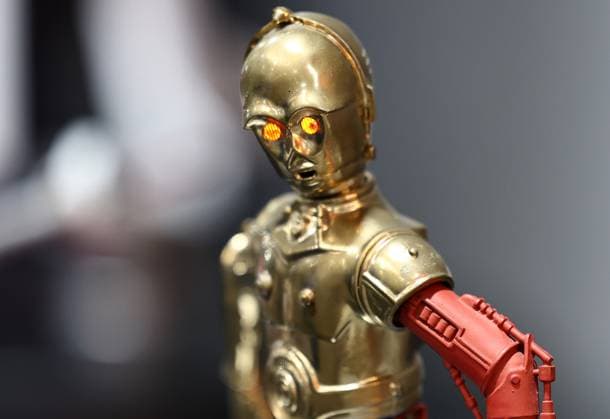 Modell Leben - Modellbaumesse 13.02.2026, Erfurt, Thueringer Modellbaumesse Modell Leben im Bild: Star Wars ist ein Thema auf der Messe, hier C-3PO, der Protokolldruide