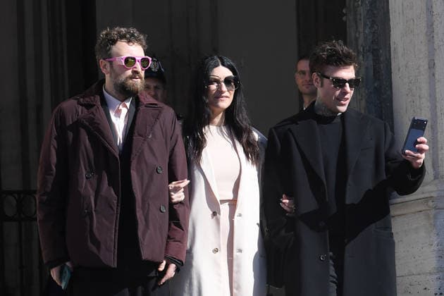 Sanremo Italian Song Festival singers are welcomed at Quirinale Palace Rome, Italy Dargen D Amico;Laura Pausini;Fedez Sanremo Italian Song Festival singers are welcomed at Quirinale Palace Rome, Italy 13th February 2026 SGPItalia id 134490 Not Exclusive  Copyright: xx