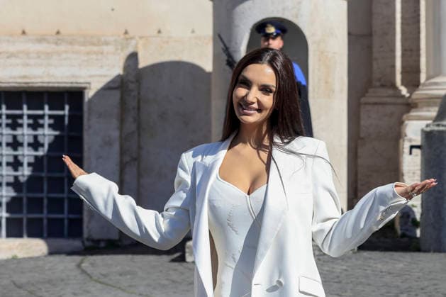 February 13, 2026, Rome, Rome, ITALY: February 13, 2026, Rome. The artists of the 66th Sanremo Festival at the Quirinale Palace to meet the President of the Republic. Pictured is Elettra Lamborghini. Rome ITALY  - ZUMAa289 20260213_zia_a289_031 Copyright: xRichardxDexLucax