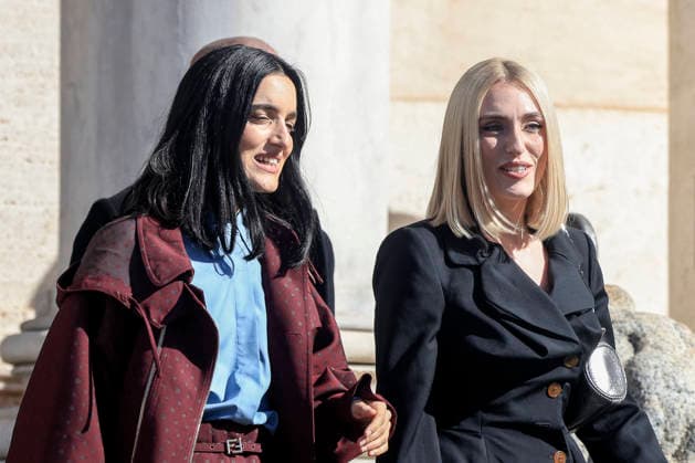 February 13, 2026, Rome, Rome, ITALY: February 13, 2026, Rome. The artists of the 66th Sanremo Festival at the Quirinale Palace to meet the President of the Republic. Pictured are Levante and Mara Sattei. Rome ITALY  - ZUMAa289 20260213_zia_a289_034 Copyright: xRichardxDexLucax