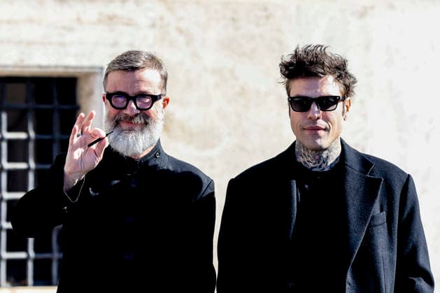 February 13, 2026, Rome, Rome, ITALY: February 13, 2026, Rome. The artists of the 66th Sanremo Music Festival at the Quirinale Palace to meet the President of the Republic. Pictured are Marco Masini and Fedez. Rome ITALY  - ZUMAa289 20260213_zia_a289_080 Copyright: xRichardxDexLucax