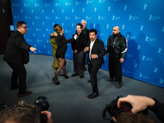 Photocall for Good Luck, Have Fun, Don™t Die , Grand Hyatt Berlin, Berlin, Germany Michael Pena act out martial arts moves in front of the photographers at the Photocall for Good Luck, Have Fun, Don™t Die during Berlinale (Berlin Film Festival) at Grand Hyatt Berlin, Berlin, , Germany on 13 February 2026., Credit:Julie Edwards Avalon Copyright: xJuliexEdwardsx xAvalonx 1074737033