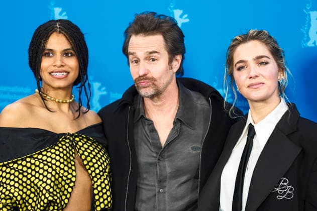 Zazie Beetz, Sam Rockwell und Haley Lu Richardson beim Photocall zum Kinofilm Good Luck, Have Fun, Don t Die auf der Berlinale 2026 76. Internationale Filmfestspiele Berlin im Hotel Grand Hyatt. Berlin, 13.02.2026