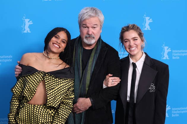 February 13, 2026, Berlin, Germany: Zazie Beetz, Gore Verbinski and Haley Lu Richardson pose at the photo-call of Good Luck, Have Fun, Don t Die during the 76th Berlinale International Film Festival at Hotel Hyatt in Berlin, Germany, on 13 February 2026. Photo: Berlin Germany - ZUMAm179 20260213_zep_m179_039 Copyright: xAlecxMichaelx