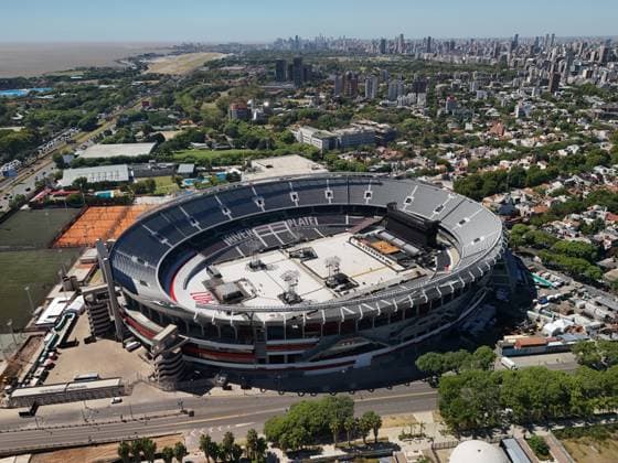 Fans line up early for Bad Bunny concert in Buenos Aires BUENOS AIRES, ARGENTINA - FEBRUARY 13: Aerial view of the concert venue prepared to receive Bad Bunny, La Casita is set up in the field, in Buenos Aires, Argentina, on February 13, 2026. The performance is part of his global DEBI TIRAR MAS FOTOS tour, which has sparked massive anticipation among Argentine fans. Luciano Gonzalez Anadolu Buenos Aires Argentina. Editorial use only. Please get in touch for any other usage.  Copyright: x2026xAnadoluxLucianoxGonzalezx