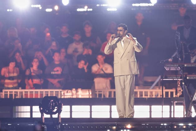 Bad Bunny performs first Buenos Aires concert of world tour BUENOS AIRES, ARGENTINA - FEBRUARY 13: Puerto Rican singer Bad Bunny performs during the first of his three scheduled shows at Estadio Monumental in Buenos Aires, Argentina, as part of his Debi Tirar Mas Fotos world tour, in Buenos Aires, Argentina on February 13, 2026. The artist arrived in Argentina following a high-profile appearance at the Super Bowl, where he delivered strong criticism of US policies, and after winning a Grammy Award, becoming the first Spanish-language album to receive the Album of the Year honor. The concert drew tens of thousands of fans, marking one of the most anticipated musical events of the year in the Argentine capital. Luciano Gonzalez Anadolu Bu Copyright: x2026xAnadoluxLucianoxGonzalezx