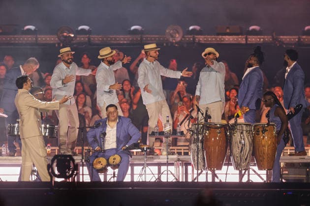 Bad Bunny performs first Buenos Aires concert of world tour BUENOS AIRES, ARGENTINA - FEBRUARY 13: Puerto Rican singer Bad Bunny performs during the first of his three scheduled shows at Estadio Monumental in Buenos Aires, Argentina, as part of his Debi Tirar Mas Fotos world tour, in Buenos Aires, Argentina on February 13, 2026. The artist arrived in Argentina following a high-profile appearance at the Super Bowl, where he delivered strong criticism of US policies, and after winning a Grammy Award, becoming the first Spanish-language album to receive the Album of the Year honor. The concert drew tens of thousands of fans, marking one of the most anticipated musical events of the year in the Argentine capital. Luciano Gonzalez Anadolu Bu Copyright: x2026xAnadoluxLucianoxGonzalezx