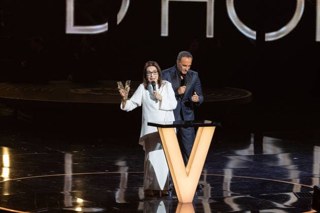 41st Les Victoires De La Musique Award Ceremony Nikos Aliagas, Nana Mouskouri receive Victoire d honneur attends the 41st Les Victoires De La Musique Award Ceremony at La Seine Musicale on February 13, 2026 in Boulogne-Billancourt, France. Photo by Nasser Berzane ABACAPRESS.COM Boulogne-Billancourt  Copyright: xBerzanexNasser ABACAx