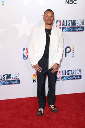 Los Angeles Clippers And Comcast NBCUniversal s NBA All-Star Legendary Tip-Off Celebration Andre De Grasse at the Los Angeles Clippers And Comcast NBCUniversal s National Basketball Association (NBA) All-Star Legendary Tip-Off Celebration held at the Los Angeles County Museum of Art (LACMA) on February 13, 2026 in Miracle Mile, Los Angeles, California, United States., Credit:Xavier Collin Avalon USA, Los Angeles  Copyright: xXavierxCollinx xAvalonx 1074831955