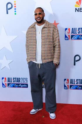 February 13, 2026, Los Angeles, California, USA: Carmelo Anthony at the 2026 LA Clippers & Comcast NBCÃ¢â‚¬â ¢s Universal NBA All-Star Legendary Tip-Off Celebration on Friday February 13, 2026 at LACMA in Los Angeles, California. ARIANA RUIZ PI Los Angeles USA - ZUMAp124 20260213_zaa_p124_003 Copyright: xArianaxRuizx