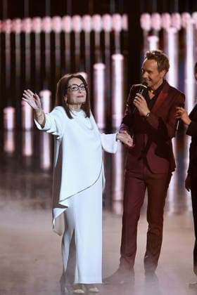 41st Les Victoires De La Musique Award Ceremony - Paris Nana Mouskouri speaks as she receives an Honorary Award during the 41st Les Victoires De La Musique Award Ceremony at La Seine Musicale on February 13, 2026 in Boulogne-Billancourt, France. Photo by Franck Castel ABACAPRESS.COM Paris France  Copyright: xCastelxFranck ABACAx