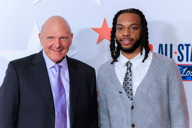 February 13, 2026, Los Angeles, California, USA: (L-R) Steve Ballmer and Darius Garland at the 2026 LA Clippers & Comcast NBCÃ¢â‚¬â ¢s Universal NBA All-Star Legendary Tip-Off Celebration on Friday February 13, 2026 at LACMA in Los Angeles, California. ARIANA RUIZ PI Los Angeles USA - ZUMAp124 20260213_zaa_p124_029 Copyright: xArianaxRuizx