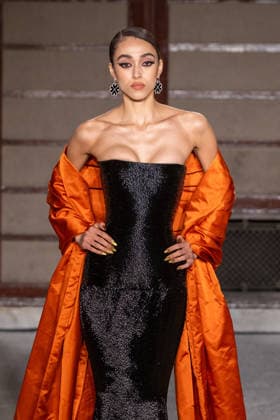 Sergio Hudson - Runway - February 2026 New York Fashion Week (NEW) Sergio Hudson - Runway - February 2026 New York Fashion Week. February 13, 2026, New York, New York, USA: A model walks the runway for the Sergio Hudson fashion show during the New York Fashion Week at the New York Public Library on February 13, 2026 in New York City. (Credit: M10s TheNews2) (Foto: M10s Thenews2 imago images) Sergio Hudson - Runway - February 2026 New York Fashion Week  Copyright: xRonxAdarx