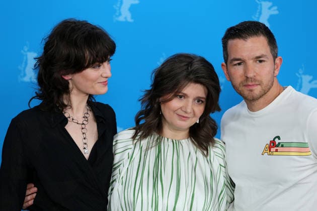 February 14, 2026, Berlin, Germany: (from left) Violet Braeckman, director Teodora Ana Mihai and Matteo Simon pose during the photocall for Heysel 85 at the 76th Berlin International Film Festival (Berlinale) in Berlin. The festival runs from Feb. 12 to 22, 2026. Berlin Germany - ZUMAf146 20260214_zip_f146_045 Copyright: xRouzbehxFouladix