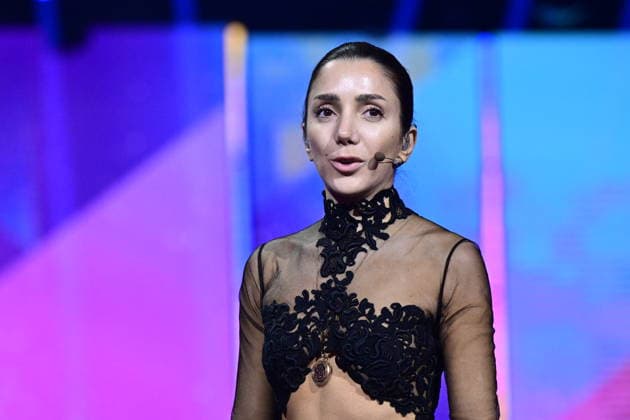KRISTIANSTAD, SWEDEN 20260214 Presenter Gina Dirawi on stage at Kristianstad Arena during Saturdays dress rehearsal for round 3 of Melodifestivalen 2026 KRISTIANSTAD SWEDEN x50090x  Copyright: xJohanxNilsson TTx MELODIFESTIVALEN 2026 KRISTIANSTAD 5Ei0_7QKQ7E