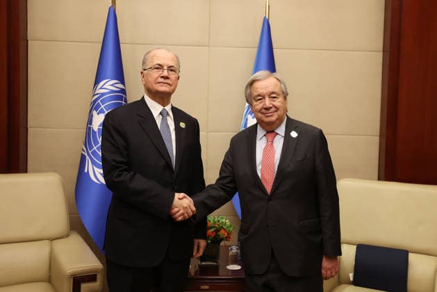 News Bilder des Tages Palestinian Prime Minister Mohammad Mustafa meets with United Nations Secretary-General António Guterres Palestinian Prime Minister Mohammad Mustafa meets with United Nations Secretary-General António Guterres on the sidelines of the 39th African Union Summit in Addis Ababa, February 14, 2026. Mustafa briefed Guterres on the latest developments in Palestine, including the deteriorating humanitarian situation in the Gaza Strip, as well as ongoing Israeli measures and settler attacks in the West Bank, including Jerusalem. Photo by Prime Minister Office apaimages Addis Ababa Addis Ababa Ethiopia 140226_Ethiopia_PMO_00(2) Copyright: xapaimagesxPrimexMinisterxOfficex xapaimagesx