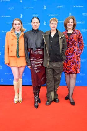 Luna Wedler, Haley Louise Jones, Sylvaine Faligant und Martina Gedeck bei der Premiere des Kinofilms Allegro Pastell auf der Berlinale 2026 76. Internationale Filmfestspiele Berlin im Zoo Palast. Berlin, 14.02.2026