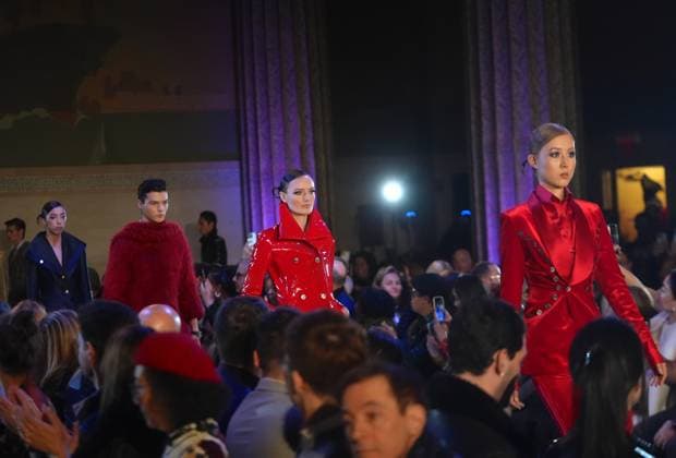 Malan Breton FW2026 Collection Song of the Winter Siren during NYFW NEW YORK, UNITED STATES - FEBRUARY 14: Models present the creation from designer Malan Breton Autumn Winter 2026 collection, titled Song of the Winter Siren , during New York Fashion Week on Saturday, February 14, 2026, at the Leman Ballroom in Manhattan’s Financial District, New York City, United States. Selcuk Acar Anadolu New York United States. Editorial use only. Please get in touch for any other usage.  Copyright: x2026xAnadoluxSelcukxAcarx