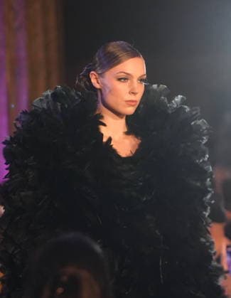 Malan Breton FW2026 Collection Song of the Winter Siren during NYFW NEW YORK, UNITED STATES - FEBRUARY 14: A model presents a creation from designer Malan Breton Autumn Winter 2026 collection, titled Song of the Winter Siren , during New York Fashion Week on Saturday, February 14, 2026, at the Leman Ballroom in Manhattan’s Financial District, New York City, United States. Selcuk Acar Anadolu New York United States. Editorial use only. Please get in touch for any other usage.  Copyright: x2026xAnadoluxSelcukxAcarx