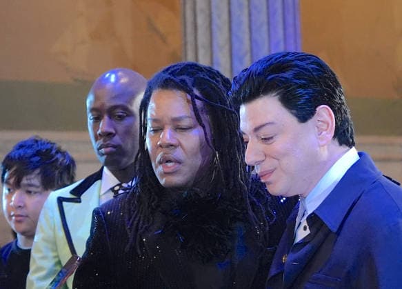 Malan Breton FW2026 Collection Song of the Winter Siren during NYFW NEW YORK, UNITED STATES - FEBRUARY 14: Designer Malan Breton (R) presents his Autumn Winter 2026 collection, titled Song of the Winter Siren , during New York Fashion Week on Saturday, February 14, 2026, at the Leman Ballroom in Manhattan’s Financial District, New York City, United States. Selcuk Acar Anadolu New York United States. Editorial use only. Please get in touch for any other usage.  Copyright: x2026xAnadoluxSelcukxAcarx