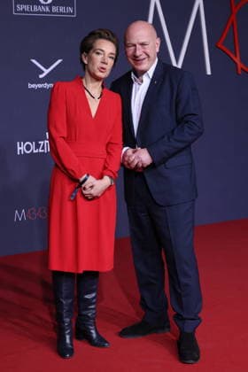 14.02.2026, Sarah Duve-Schmid und Kai Wegner zur Medienboard-Party 2026, Holzmarkt Berlin, Berlin Berlin