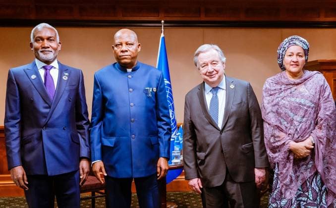 News Bilder des Tages Guterres holds talks with Nigerian VP Shettima in Addis Ababa ADDIS ABABA, ETHIOPIA - FEBRUARY 13: (----EDITORIAL USE ONLY - MANDATORY CREDIT - ’NIGERIAN PRESIDENCY HANDOUT - NO MARKETING NO ADVERTISING CAMPAIGNS - DISTRIBUTED AS A SERVICE TO CLIENTS-—) United Nations (UN) Secretary-General Antonio Guterres (2nd R) meets with Nigerian Vice President Kashim Shettima (2nd L) at the 39th African Union (AU) Summit held in Addis Ababa, Ethiopia, on February 13, 2026. Nigerian Foreign Minister Yusuf Maitama Tuggar (L) and UN Deputy Secretary-General Amina J. Mohammed (R) attended the meeting. Nigerian Presidency Anadolu Addis Abeba Ethiopia. Editorial use only. Please get in touch for any other usage.  Copyright: x2026xAnadoluxNigerianxPresidencyx