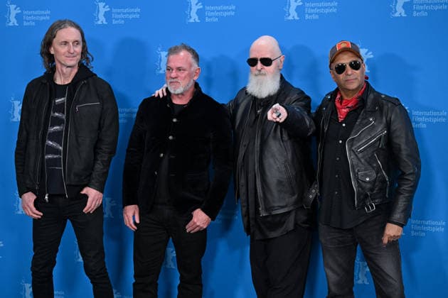 76th Berlin Film Festival Photocall The Ballad Of Judas Priest Sam Dunn, Francois Payard, Rob Halford, Tom Morello attending the photocall of the movie The Ballad Of Judas Priest during 76th Berlin International Film Festival in Berlin, Germany on 15 February 2026. Photo by Julien Reynaud APS-Medias ABACAPRESS.COM Berlin  Copyright: xReynaudxJulien APS-Medias ABACAx