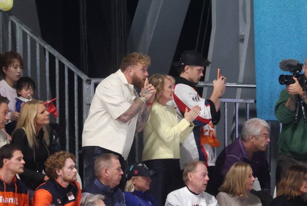 Winter Olympics - Jake Paul Cheers For His Girlfriend YouTuber-turned-boxer Jake Paul was in the stands for speedskating at the Milan Cortina Winter Olympics to watch his fiancee, Jutta Leerdam, on February 15, 2026 in Milan, Italy. Photo by Alexis Jumeau ABACAPRESS.COM Milan Italy  Copyright: xJumeauxAlexis ABACAx
