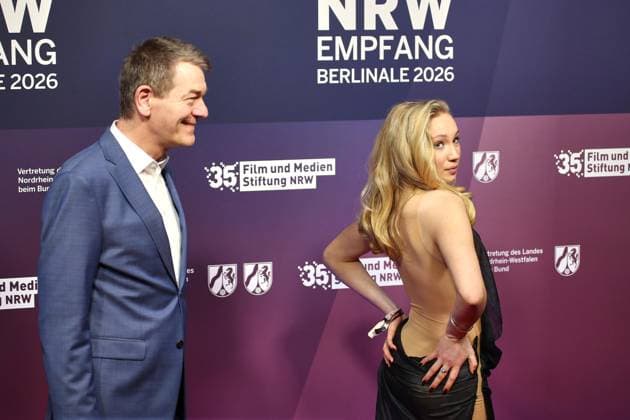 Berlin, Deutschland, 15.02.2026: NRW-Landesvertretung: Berlinale-Party der Filmstiftung: WDR-Programmdirektor Jörg Schönenbor und Schauspielerin Helena Zengel Copyright: xdtsxNachrichtenagenturx dts_106335