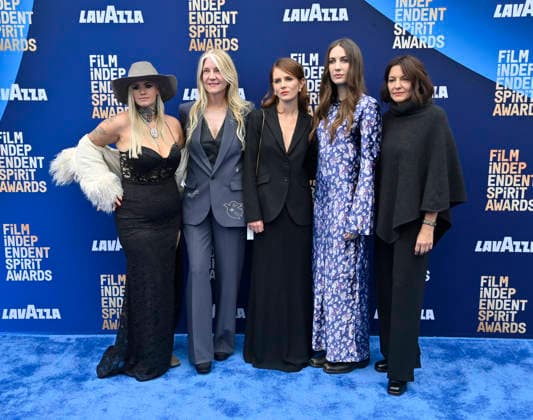 Tabatha Zimiga, Melanie Ramsayer, Shannon Moss, Kate Beecroft and Lila Yacoub attend the 41st annual Film Independent Spirit Awards at the Hollywood Palladium in Los Angeles on Sunday, February 15, 2026.  LAP20260215560 JIMxRUYMEN