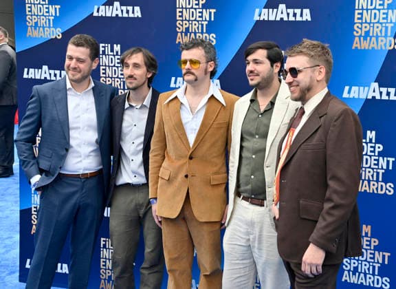 David Entin, Tyler Taormina, Nate Fisher, Michael Basta and Carson Lund attend the 41st annual Film Independent Spirit Awards at the Hollywood Palladium in Los Angeles on Sunday, February 15, 2026.  LAP20260215546 JIMxRUYMEN