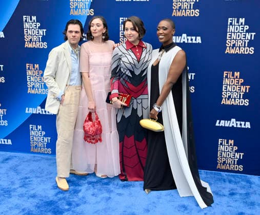 Matthew Thurm, Alexandra Byer, Sarah Friedland and Carolyn Michelle attend the 41st annual Film Independent Spirit Awards at the Hollywood Palladium in Los Angeles on Sunday, February 15, 2026.  LAP20260215548 JIMxRUYMEN