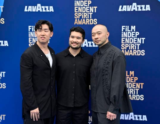 Tony Yang, Lloyd Lee Choi and Norm Li attend the 41st annual Film Independent Spirit Awards at the Hollywood Palladium in Los Angeles on Sunday, February 15, 2026.  LAP20260215551 JIMxRUYMEN