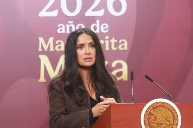 News Bilder des Tages Incentives For The Film And Audiovisual Industry News Conference Mexican actress and producer Salma Hayek speaks during the announcement of incentives for the film and audiovisual industry at the National Palace. on February 15, 2026 in Mexico City, Mexico. (Photo by Carlos Santiago Eyepix Group) Copyright: xCarlosxSantiagox xEyepixxGroupx CS_15022026_176032
