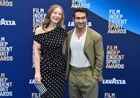Emily V. Gordon and Kumail Nanjiani attend the 41st annual Film Independent Spirit Awards at the Hollywood Palladium in Los Angeles on Sunday, February 15, 2026.  LAP20260215592 JIMxRUYMEN